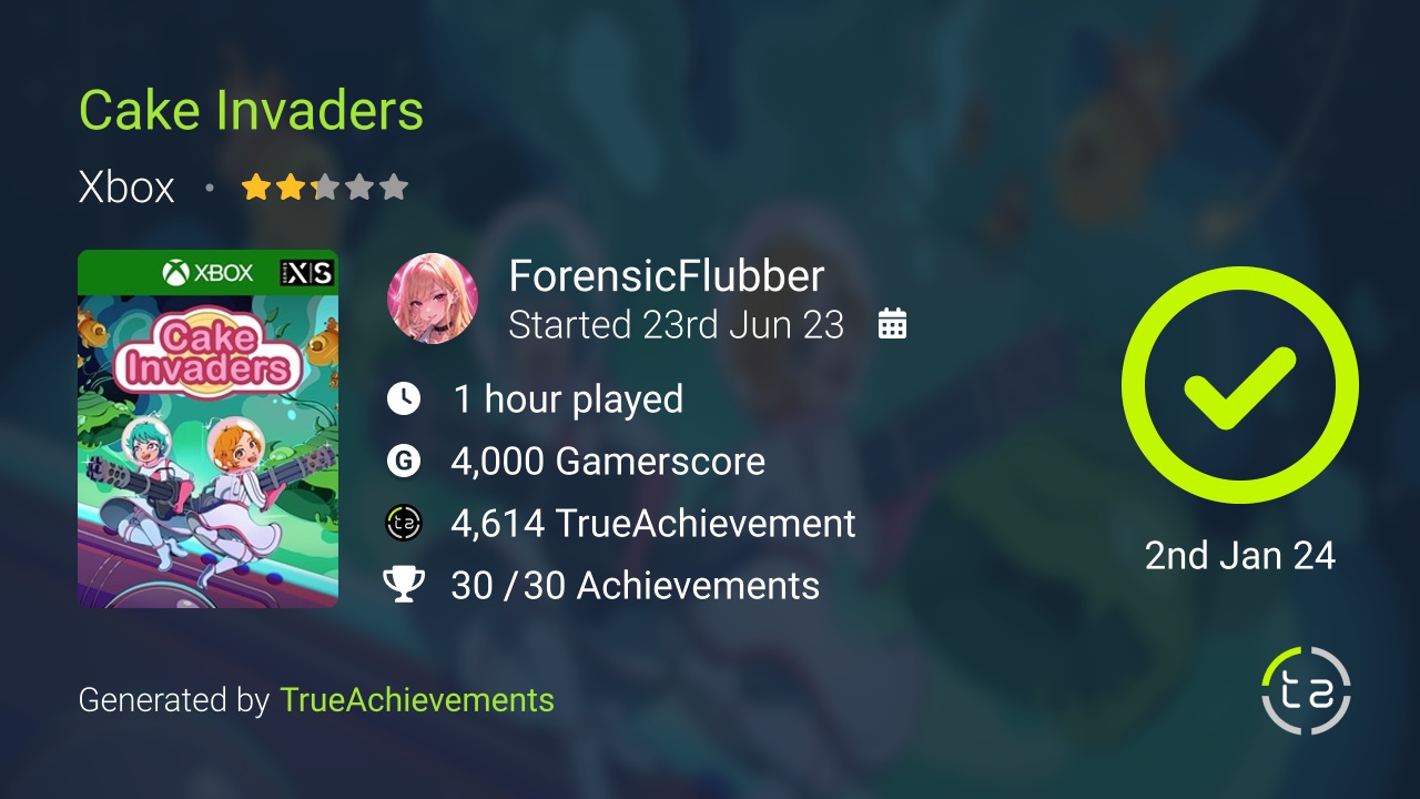 Cake Invaders achievement summary